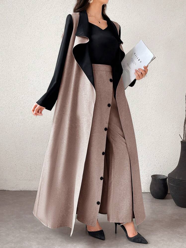 Shein Mauve Open-Front Draped Cardigan